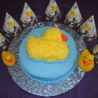 Duck Cake This is what our guests feasted on for my son's 1st birthday. I did a single layer, 16" chocolate, bavarian filled cake for the...