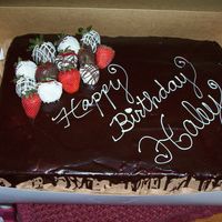 Haley Birthday 1/2 sheet chocolate with choc buttercream; writing in white chocolate