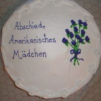 Farewell American Girl Cake Farewell cake for our German foreign exchange student. Two 14" inch layers, with whipped icing