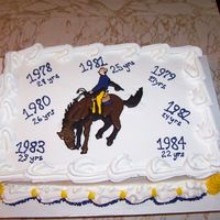 Reunion Cake For Roughriders White sheet cake, buttercream frosting; colorflow roughrider