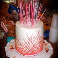 Tall Birthday Cake! 4 big layers....very hard to transport, but very fun design! This one was 2 layers of coconut and 2 layers of french vanilla, filled with...