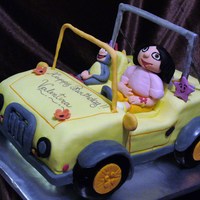 Dora's Jeep The Jeep is vanilla cake with caramel(Dulce de leche) and Strawberry BCC filling.