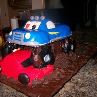 Dalan Monster Truck I made this cake for my grandson for his 5th birthday. I used pund cake for the truck body; chocolate cake mix for the support underneath...