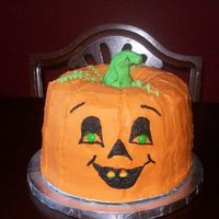 Birthday Pumpkin 2 bundt cakes, crusting butter cream icing and fondant stem. Thanks for all CC's users who helped with the advice on making this cake...