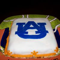 Auburn Birthday Cake My neice wanted a cake with Auburn University symbol on it. The cake is also on an orange and blue plate.