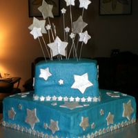 A Star Is Born This is a cake we did back in January for a friend. cream cheese buttercream. white cake. fondant stars.