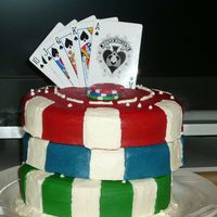 Stacked Poker Chips For my first cake I don't think it turned out to bad!! Really underestimated the time it would take me though.