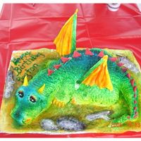 Peyton's Dragon Inspired by Lindy Smith. I made this cake for my son's 8th birthday. I had no idea it would take 12 hrs. Buttercream icing on the...
