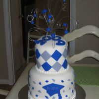 Gray And Blue Generals Graduation 3 Girls graduation cake, fondant, gray and blue school colors