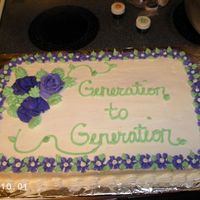 Purple Flowers Chocolate fudge cake w/ bc. Made it for a young girls banquet.
