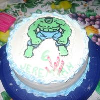 Hulk Birthday Cake first try with FBCT, choc cake w/ bc