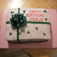 Happy Birthday Jesus Cake This was made for a kids Sunday school class for Christmas. It was just a 13x9 cake cut in half and stacked for a two layer cake. The bow...