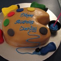Charley's Artist Pallette Cake I did this in rolled buttercream and fondant. Had a great time making this!