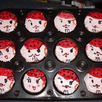 Pirates Cupcakes This is my very first try at cupcakes. Yellow cake with heath bar cupcakes. Decorated in buttercream.