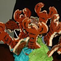 Lobster Dinner 1st attempt at cookie decorating. Lobster cookie cut out using no fail cookie recipe.