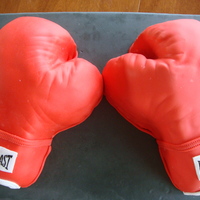 Boxing Celebration White cake with marshmallow fondant. Silver bell has a voice recorder module inside so when the button is press a boxing bell sound is...