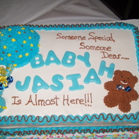 Baby Shower Cake The rattle is 1/2 ball and the rest is fondant. I love this one!