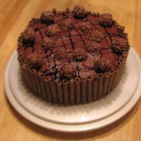 Chocolate Devils food cale / chocolate buttercream with my daughters favorite candy on top.