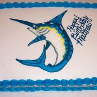 Blue Marlin All buttercream. Made for a lady's son at work.