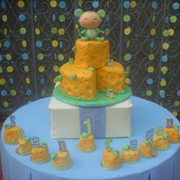 Cheesy Mouse first birthday cake of a boy who was born on the year of the rat. The mom made an image of a cute mouse and I added the "cheese"...