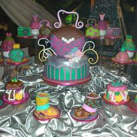 Debutante's Favorite Things all cakes done in fondant; trimmings are of gumpaste, fondant, royal icing and chocolate
