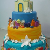 Mama Mia In Greece This cake is inspired by the movie "Mama Mia" which was filmed in Greece. I based the design on the movie posters and stills....