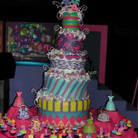 Girly-Curly Fashion Cake I made this for a grand 7th bday celebration. Cakes are covered in fondant and decorated with gumpaste flowers, curls and circles; while...