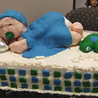 Sleeping Baby With Turtle Here's a picture of the full cake. This was the mother's 3rd baby shower and she wanted something with a turtle and baby. The...