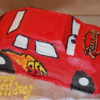 Mcqueen Used the Wilton 3D car cake pan and the images on it are all FBCT. Put the birthday boys name on his trunk.