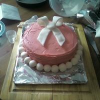 Isabella's Birthday Cake I made this for my daughter's second birthday. White cake, vanilla buttercream, fondant decorations and strawberry filling.