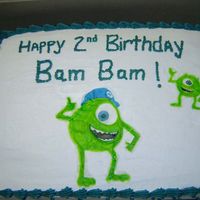 Monsters Inc Birthday Cake Co-worker wanted a cake for her nephew, Mike from Monsters Inc. This is what I came up with.