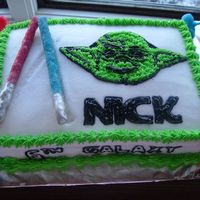 Nick's Star Wars Bday My six year old son was really into Star Wars last spring and wanted a Yoda cake....never saw the movies myself so this was definitely a...