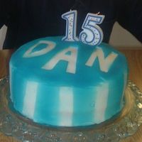 Dan's Striped Cake For some reason, my 15yr old son wanted a blue and white striped cake....teenagers!!! Gotta love em!!