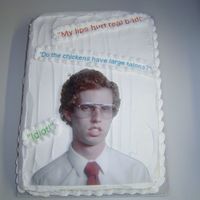 Napoleon Dynamite 9x13 chocolate cake done for a co-worker!
