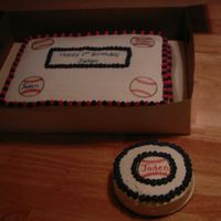 Baseball Birthday Cake Basic sheet cake with baseball's done in rice paper.