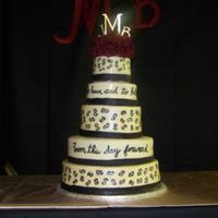 "to Have And To Hold From This Day Forward" The top and bottom 2 tiers are white and middle two are choc. My first wedding cake covered in MMF. I liked covering the cakes but I didn&#...