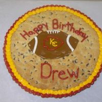 Drew's Birthday Cookie Giant Choc. Chip Cookie cake, RI decorations.