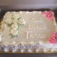 Christening Cake With Roses All buttercream. I liked how this turned out!