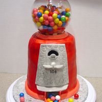 Gumball Machine This was so much fun to make. Bowl is glass, and cake is iced in buttercream and airbrushed red. Rolled buttercream accents, and MMF front...