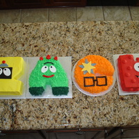 Yo Gabba Gabba Name Cake 4 8" cakes carved and decorated to spell ZACK. TFL!