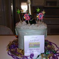 Champagne Ice Bucket Mardi Gras For Gramps 80Th! This was inspired by others here in the gallery...Thank you all! This is 4 layers with MMF. I had a very hard time with the MMF this time...