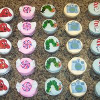 Cupcakes For Kindergarten chocolate and vanilla cupcakes covered in buttercream and topped with fondant characters painted