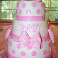 Daughter's Baby Shower Cake The littel shoes were fun to make!!! All decorations and ribbon made out of fondant gumpaste mix.