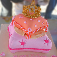 Pillow Cake W/royal Icing Tiara pillow cake w/ royal icing tiara - colored royal icing in yellow and then painted with gold dust.