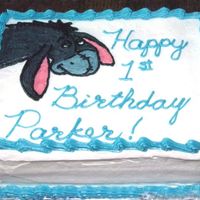 Eeyore Done for my nephew's first birthday. I was in a bit of a hurry since I sort of waited until the last minute. All buttercream frosting...