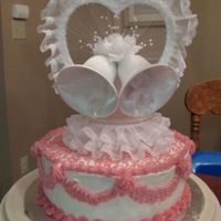 Mauve And White Anniversary This was just for fun. First time trying swags for sides and lace on top. All BC on 8" round.