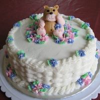 Teddy In Flowers All BC with a fondant teddy bear. Thanks to JaneK...her adorable bears helped with this one!