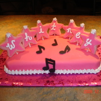 15Th Birthday Name is written in cutout sugar cookies dipped in colored white chocolate, fondant star "glued" on. Music notes are out of...