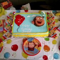 Curious George My daughter made this cake. She used a round cake cut in half for George's head. His "curls" are toothpicks covered in icing...