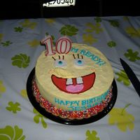 Spongebob This is a rockyroad and strawberry icecream brownie cake that I made for my sister. This is my first character cake.